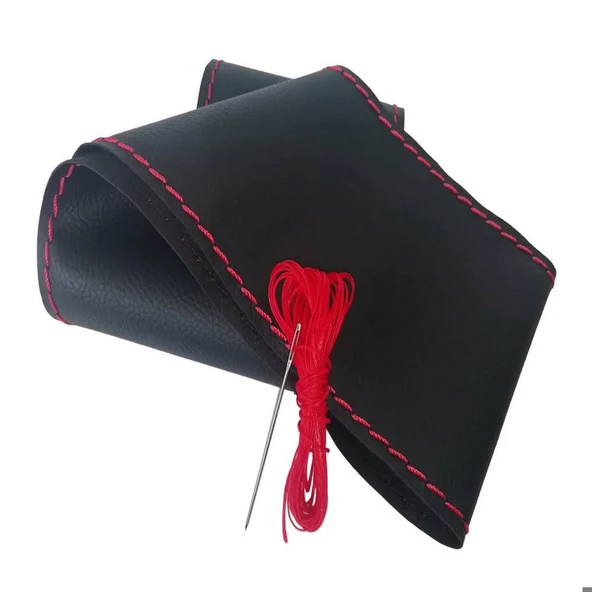 DİKİŞLİ DİREKSİYON KILIFI SİYAH DERİ KIRMIZI YÜZÜK KIRMIZI DİKİŞLİ FIAT DUCATO FOTODAKİ ARAÇ İÇİN - Resim 3