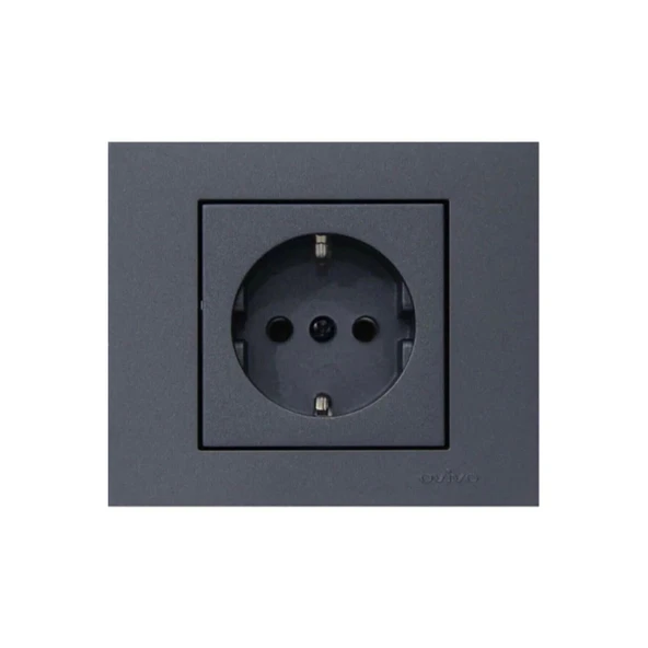 Ovivo Grano Füme Topraklı Priz Çerçeve Set