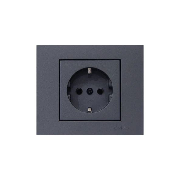 Ovivo Grano Füme Topraklı Priz + Çerçevesi - Resim 2