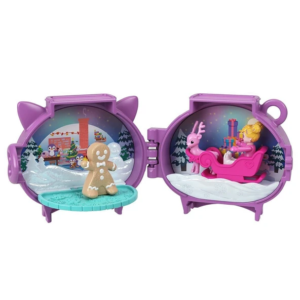 JGM53 Polly Pocket Sevimli Yılbaşı 2li Paket Oyun Seti - Resim 4