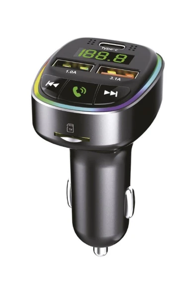 G17 18W Hızlı Şarjlı Bluetooth Transmitter Araç Şarj Cihazı – USB, TF Kart, FM, Mikrofon - 2