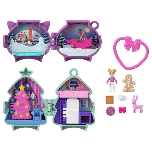 JGM53 Polly Pocket Sevimli Yılbaşı 2li Paket Oyun Seti - Resim 2