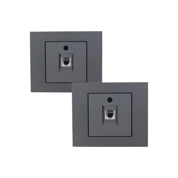 Grano Metalik Füme Numeris Telefon Prizi 5 Adet Çerçeve Dahil