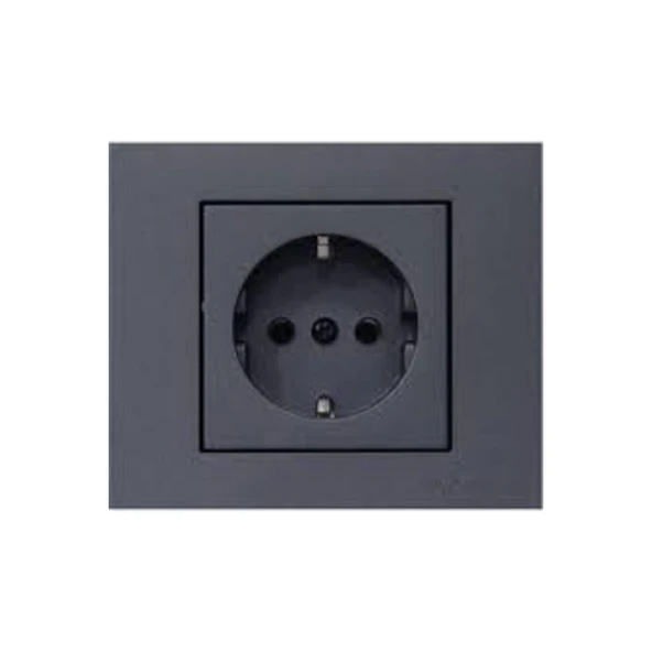 Ovivo Grano Füme Topraklı Priz + Çerçevesi ürün görseli