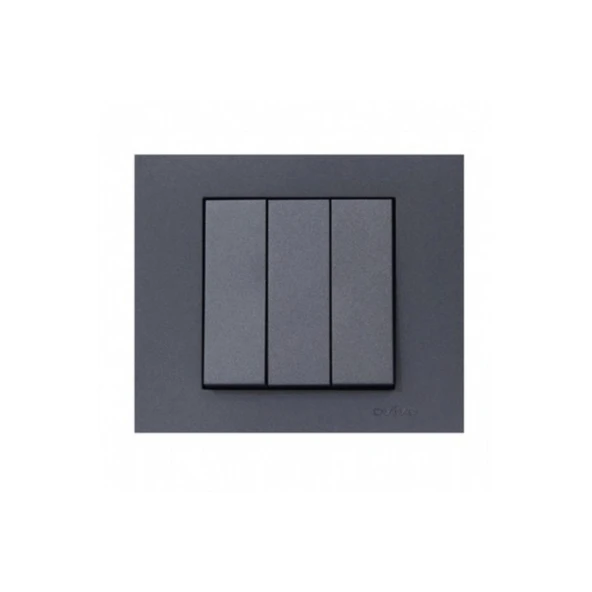 Ovivo Grano Füme Üçlü Anahtar Çerçeve Dahil - 1 Adet ürün görseli