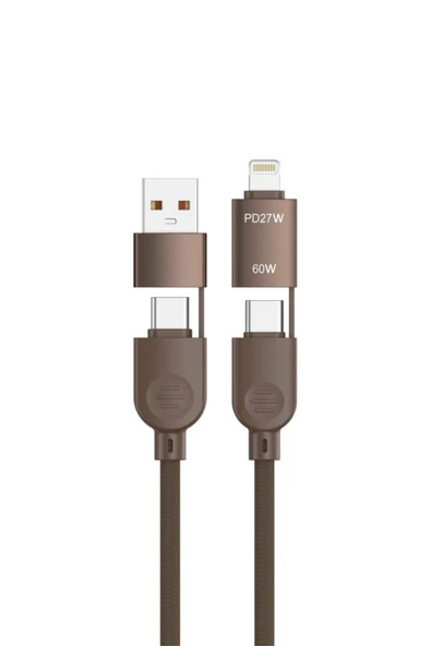 U17 4 in 1 Type-C To Type-C -Ligthning -USB Örgü 87W Şarj Kablosu - 2