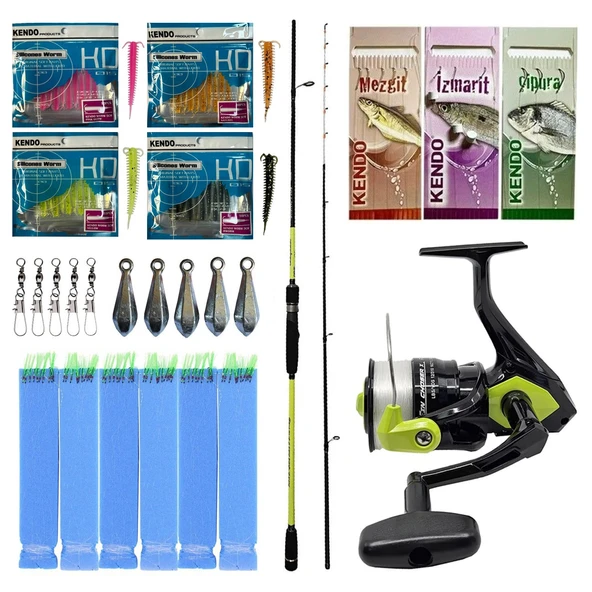 Yek Outdoor Hazır Tekne Oltası Seti Okuma Orata Squid Spin 180cm 100-200gr 2 Parça Tekne Kamışı&Okuma Fin Chaser X FNX-60NG 1BB Olta Makinesi