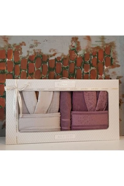 Camellia Happy Aile Bornoz Seti Gri Mürdüm ürün görseli