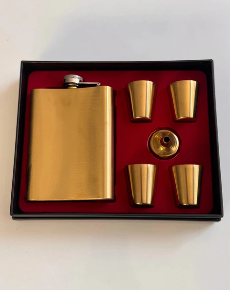 4 Bardaklı Çelik Matara Gold ürün görseli