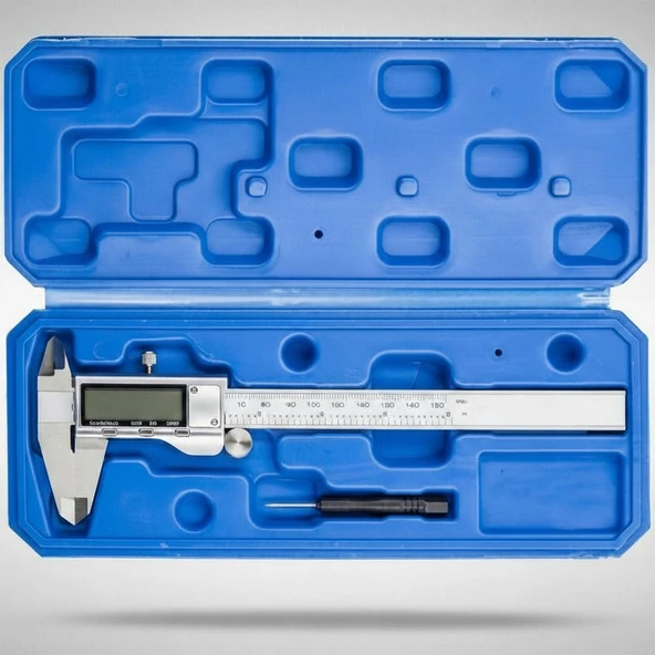 Metal Dijital Kumpas 150 mm Paslanmaz LCD Ekran Hassas Ölçüm Aleti Atölye Endüstriyel Kullanım - Resim 4