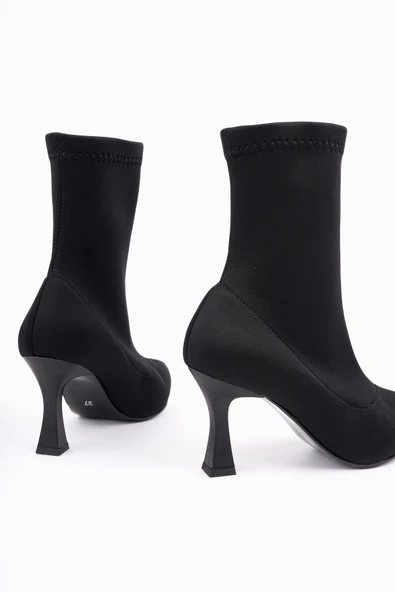 Muggo GLASYA Sivri Burun İnce Topuklu Kadın Streç Bot - 7