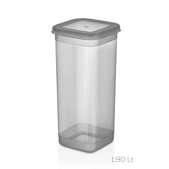432 GR 6lı Etiketli Kare Un Erzak Bakliyat Saklama Kabı Takımı Seti 1.90 Lt - Gri - 4