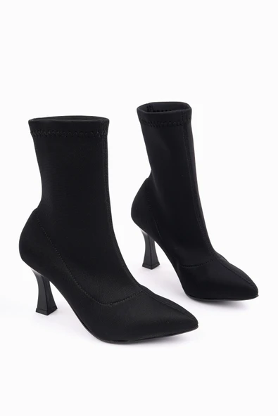 Muggo GLASYA Sivri Burun İnce Topuklu Kadın Streç Bot - 6