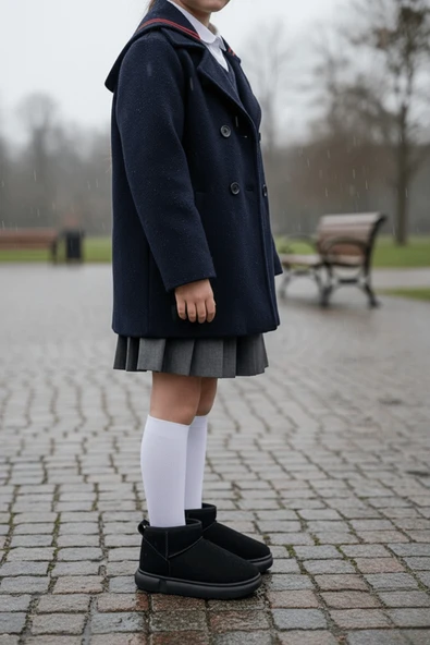 Muggo DİPPERY Çocuk Kalın Taban İçi Tüylü Günlük Mini Yarım Bot - 7