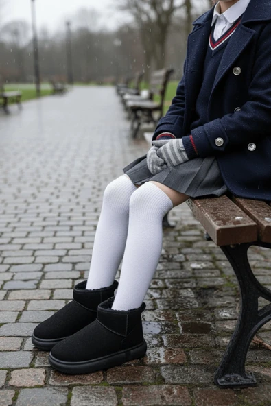 Muggo DİPPERY Çocuk Kalın Taban İçi Tüylü Günlük Mini Yarım Bot - 6