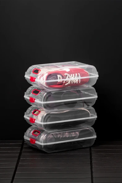 Porsima 204-12 Kadın ve Çocuk Ayakkabı Saklama Kutusu - Şeffaf Pratik Ayakkabı Kabı Düzenleyici Saklama Seti 12 Adet - 2