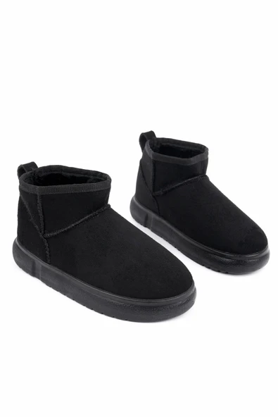 Muggo TAZZY Kadın Kalın Taban İçi Tüylü Günlük Mini Yarım Bot - 5