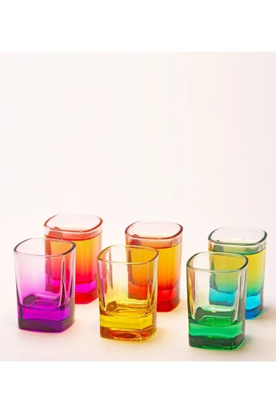 6'lı Renkli Kahve Yanı Su Bardağı