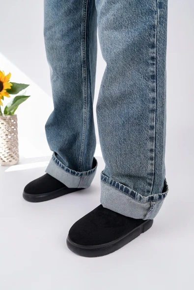 Muggo TAZZY Kadın Kalın Taban İçi Tüylü Günlük Mini Yarım Bot - 3