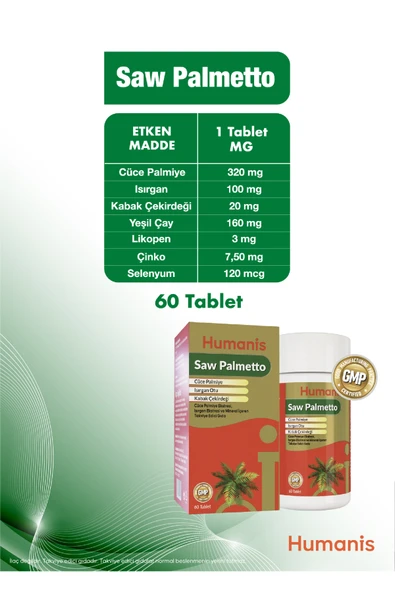 Humanis Saw Palmetto Isırgan ve Bitki Ekstreleri İçeren 60 Tablet - Resim 6