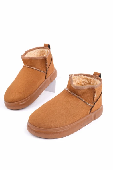 Muggo TAZZY Kadın Kalın Taban İçi Tüylü Günlük Mini Yarım Bot - 12