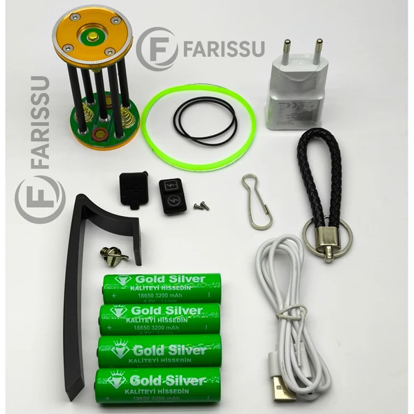 Gold Silver GS-14200 Profesyonel Şarjlı El Feneri 50W 5000 Lümen - Powerbank Özellikli - 7