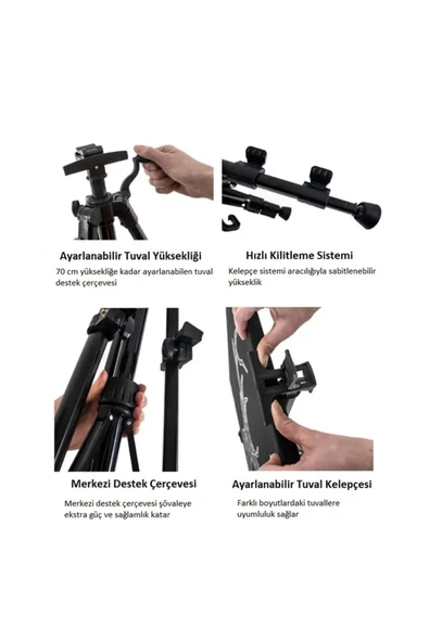 Opus 40 ml Yağlı Boya Seti 6 Renk 3 Ayaklı Şövale Seti Çantalı Metal Şövale 35x50 Tuval Fırça Seti - Resim 4