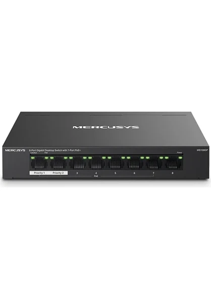 Tp-Link Mercusys MS108GP 7 Port 10-100-1000 Mbps Poe+ Switch Metal Kasa