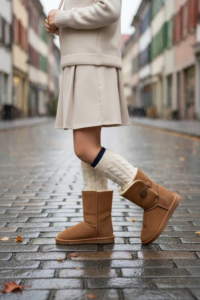 Muggo KİDDY Düğmeli Kürklü Çocuk Kışlık Bot - 10