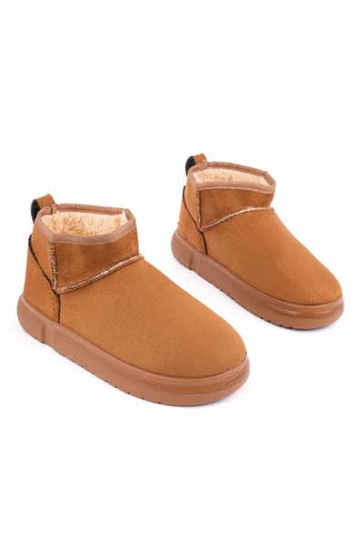 Muggo TAZZY Kadın Kalın Taban İçi Tüylü Günlük Mini Yarım Bot - 11