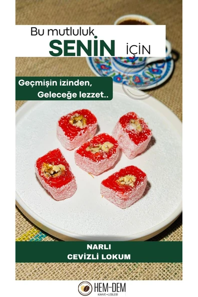 Hemdem Narlı Bol Cevizli Lokum 500 gr - Geleneksel ve Gurme Lezzet - 2
