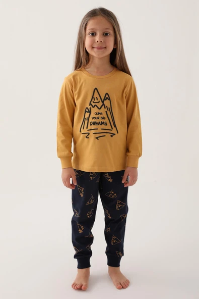 Roly Poly 3170 Garson Climb Your Big Dreams Kız Çocuk Uzun Kol Pijama Takım - 3