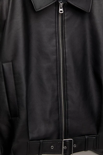 Suni Deri Bomber Ceket - 6