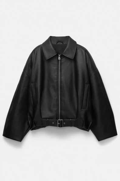 Suni Deri Bomber Ceket - 5