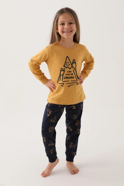 Roly Poly 3170 Garson Climb Your Big Dreams Kız Çocuk Uzun Kol Pijama Takım - 2
