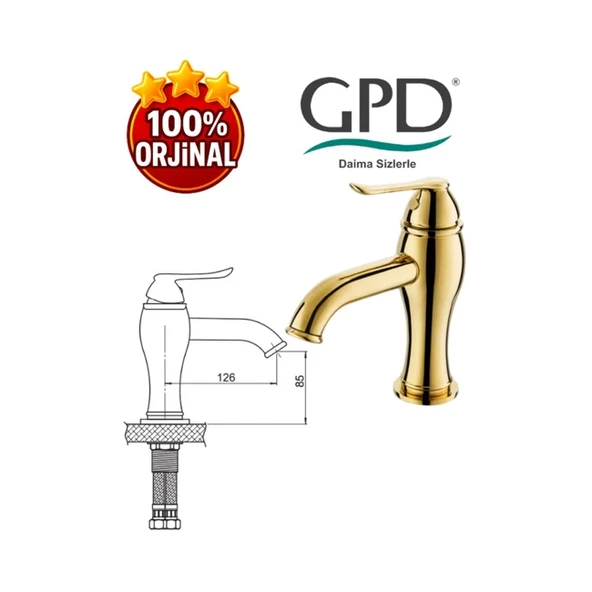 Gpd Tauro MLB150-A Lavabo Bataryası ALTIN - Resim 3