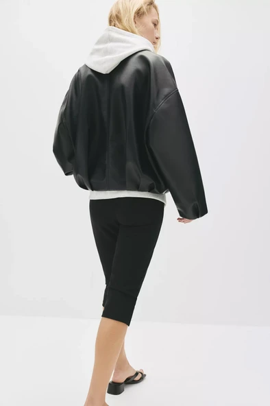 Suni Deri Bomber Ceket - 3