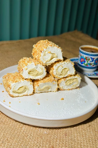 Hemdem Fıstık Kaplı Tahin Dolgulu Lokum 1 kg - Türk Kahvesi Yanı Eşsiz Lezzet - 3