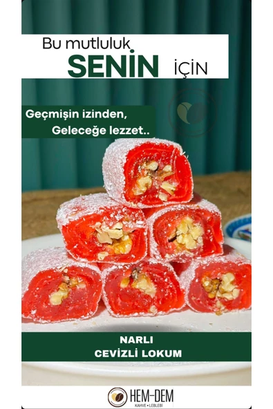 Hemdem Narlı Bol Cevizli Lokum 1 kg - Geleneksel ve Gurme Lezzet - 1