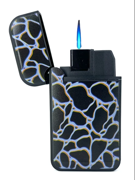 Zengaz Cool Tasarım Jet Alev Çakmak - Black Crackle - Resim 3