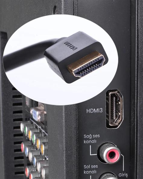 UGREEN UHD 4K Yüksek Hızlı Ethernet ve HDMI Kablosu, 8 Metre, 10178 - 9