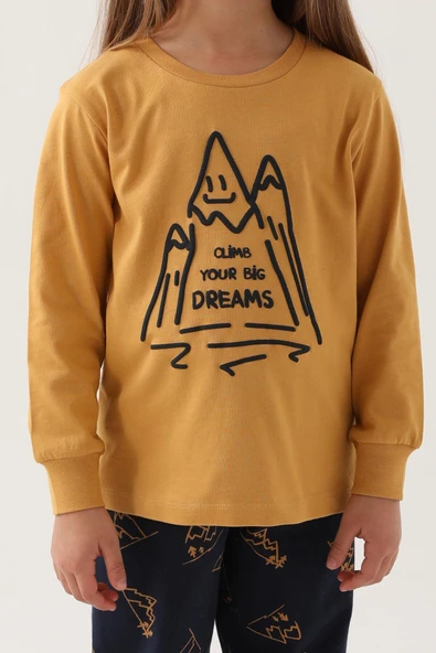 Roly Poly 3170 Garson Climb Your Big Dreams Kız Çocuk Uzun Kol Pijama Takım - 4