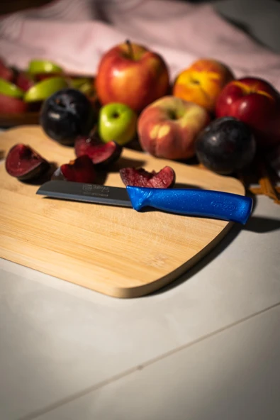 Solingen Sedefli Mavi Meyve Bıçağı – 18,5 cm, Tırtıklı Ağız, Paslanmaz Alman Çeliği (Tekli) ürün görseli