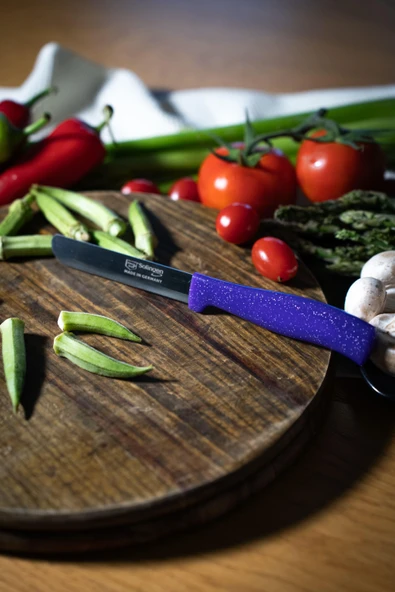 Solingen Mor Simli Ava Bıçak – 22 cm, Tırtıklı Ağız, Paslanmaz Alman Çeliği ürün görseli