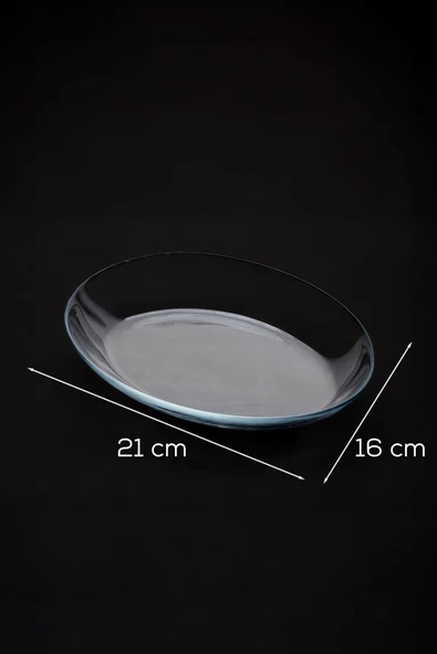 Paşabahçe 10357 4lü Oval Servis Tabak Seti - Şeffaf Cam Sunum Tabakları 21x16 cm - 3