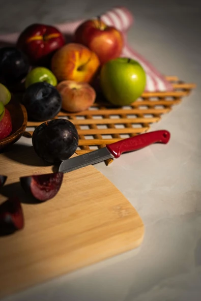 Solingen Simli Meyve Bıçağı – Kırmızı Saplı, 18,5 cm, Paslanmaz Alman Çeliği (Tekli) ürün görseli