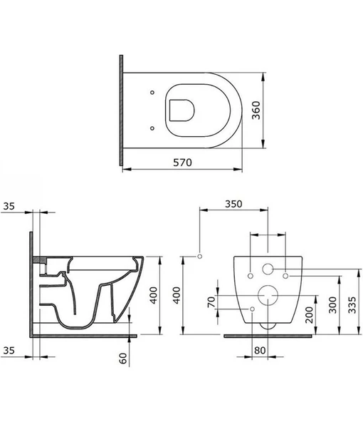 Bocchi Venezia Asma Klozet Rimless Kanalsız, Mat Beyaz Kapak Hariç 1295-002-0128 - 2