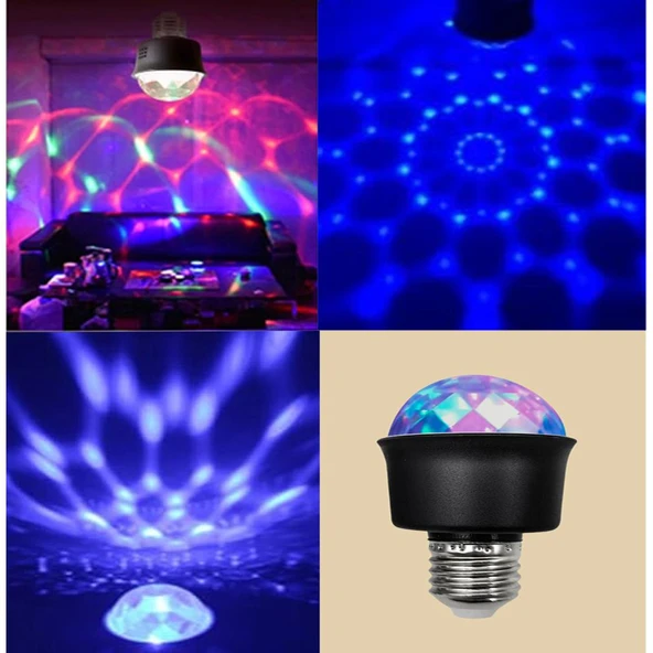 Ledx AL-KXT6882 Mini 360 Derece Led 3.3 Watt E27 Duy Rgb Renk Disko Lamba Gece Lambası Çocuk Odası - 2
