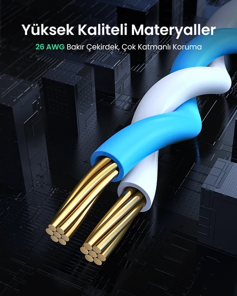 UGREEN Cat 6 U/UTP Lan Ethernet Kablosu, 1 Metre, Mavi, 11201 - Resim 4