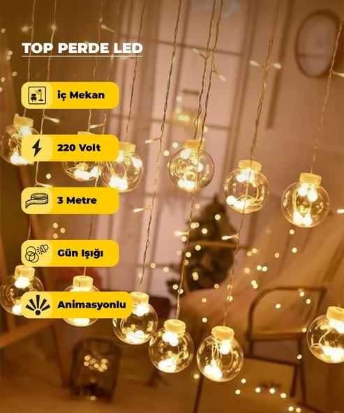 Top Perde Dekoratif Led -  3 Metre - Animasyonlu ürün görseli